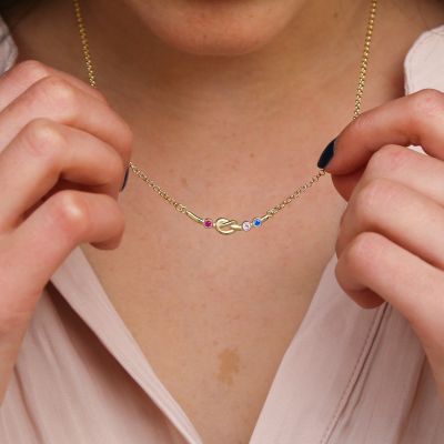 Bindungen der Liebe Geburtsstein Kette [750er vergoldet]