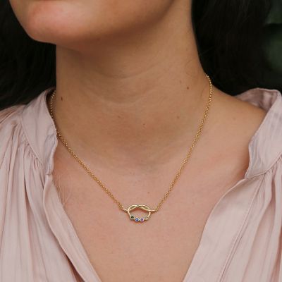 Collier Liens Porte-Bonheur avec Pierres de Naissance [Plaqué Or 18ct]