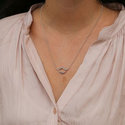 Collier Liens Porte-Bonheur avec Pierres de Naissance [Argent 925]