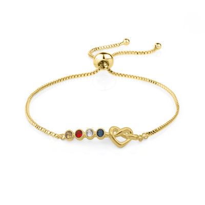 5" - 9" adjustable birthstone gold bracelet for mom with Swarovski crystals