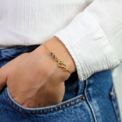 adjustable Birthstone bracelet with Swarovski Crystals in Gold Vermeil