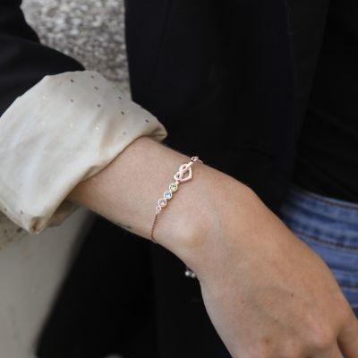 adjustable birthstone bracelet for mom with Swarovski Crystals -  Rose Gold Plated