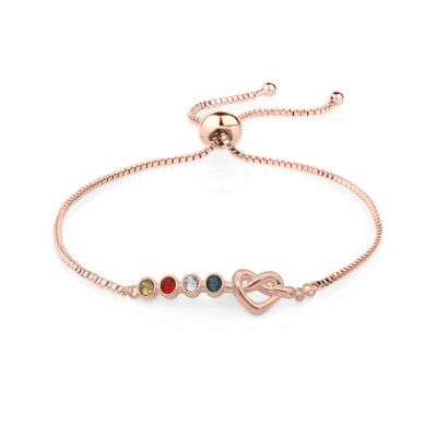 adjustable birthstone bracelet for mom with Swarovski Crystals -  Rose Gold Plated