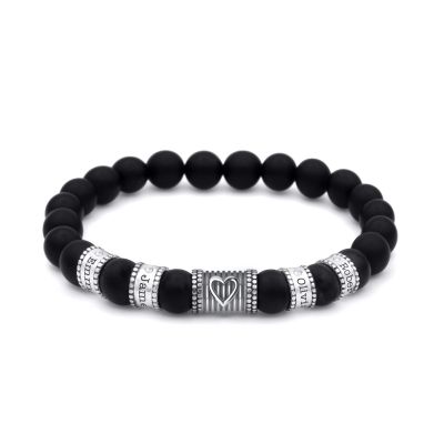 Ties Of The Heart Diamond Name Bracelet - Black Onyx [Sterling Silver]