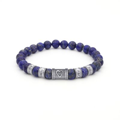 Herzensbindungen Diamant Namensarmband aus Lapis Lazuli [Sterlingsilber]