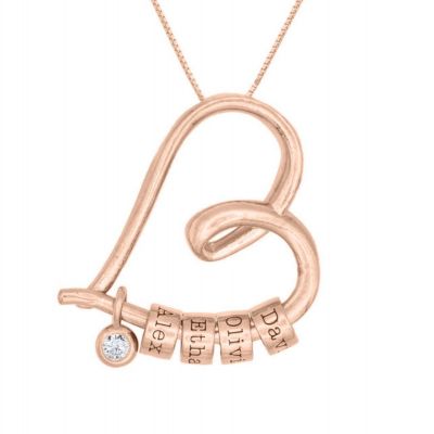Ties of the Heart Name Necklace with a Diamond [18K Rose Gold Plated]