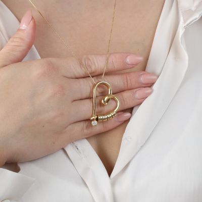 Collier Prénom Liens du Cœur en Diamant  [Vermeil 18сt]