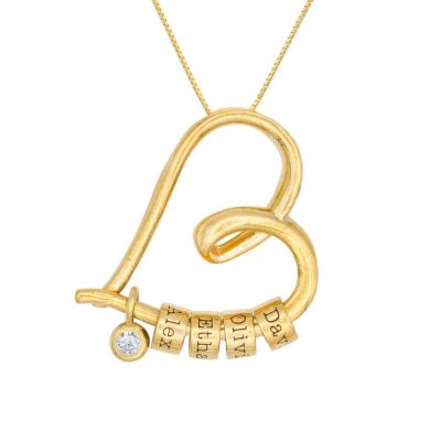 Ties of the Heart Name Necklace with a Moissanite [18K Gold Plated]