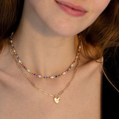 Ties of the Heart Initials Paperclip Necklace [14 Karat Gold]