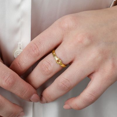 Herzensbindungen Ring mit Gravur - 1 Name [750er Gold Vermeil]