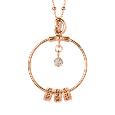 Special Ties Name Necklace with a Diamond [18K Rose Gold Plated]