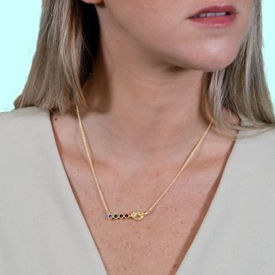 Collar de Piedras de Nacimiento Lazos de Corazón [Baño de Oro 18 ct]
