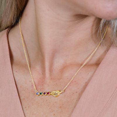 Banden van het Hart Geboortesteen Ketting [18K Goud Vermeil]