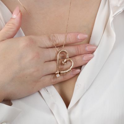 Collier Prénom Liens du Cœur avec Diamant [Plaqué Or Rose 18ct]