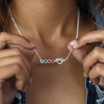 Collier Liens du Coeur avec Pierres de Naissance [Argent 925]