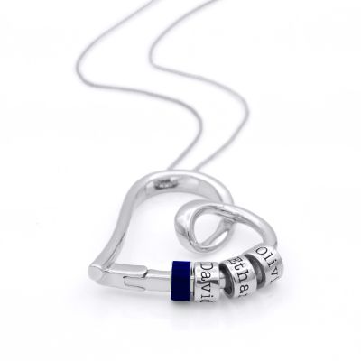Ties of the Heart Name Necklace with Blue Charm [Sterling Silver]