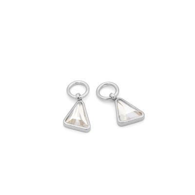 Single Triangle Earring Charm With Crystal [Sterling Silver] 