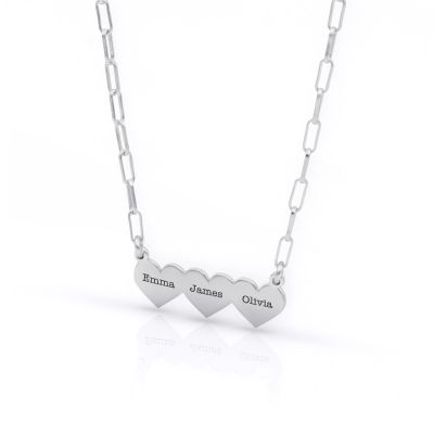 Family Hearts Link Chain Name Necklace [Sterling Silver]