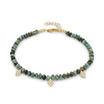 Turquoise Anklet with Crystal Charms [18K Gold Vermeil]