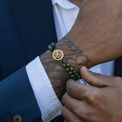 Silhouette Karte Herrenarmband aus Türkis [750er Gold Vermeil]