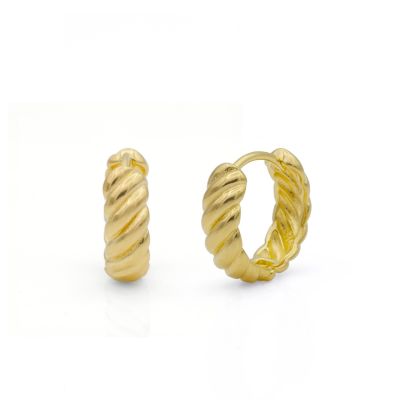 Twisted Huggie Hoop Earrings [18K Gold Plated]