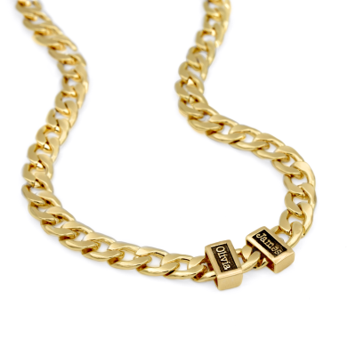 Cuban Link Chain With Names [18K Gold Plated]