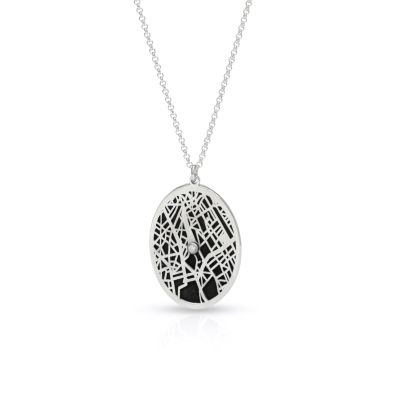 Map of My Memories Silhouette Vertical Necklace [Sterling Silver]