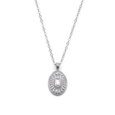 Classic Allure Necklace With White Crystal [Sterling Silver]