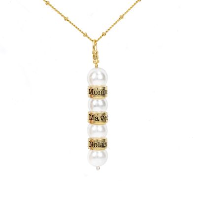 Perlen und Namen Halskette [750er vergoldet]