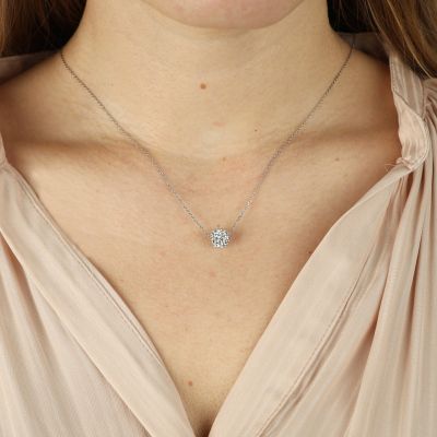 Collier Boule Blanche Éclatante [Argent 925]