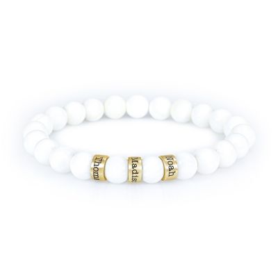 Armband aus Perlen mit gravierten Ringen [750er vergoldet]