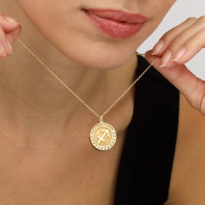 Sternzeichen Medallion Kette mit Gravur [750er Gold Vermeil]