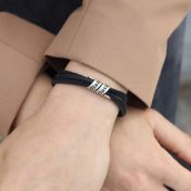 Pulsera Personalizada Familiar - Ante Negro [Plata de Ley]