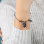 Bracciale Bangle Regolabile con Nomi di Famiglia e Pietre di Nascita