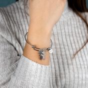 Bracciale Bangle Regolabile con Nomi di Famiglia e Pietre di Nascita