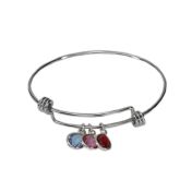 Pulsera Ajustable con Piedras de nacimiento Lluvia Mágica [Plata de Ley]