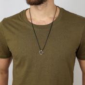 Vaterkreis Kette mit Namen – 750er Gold Vermeil / schwarze Kordel