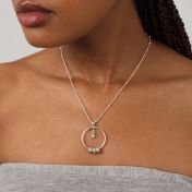 Family Circle Name Necklace with a Diamond [Sterling Silver]