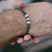 Men Chain Bracelet with Spheres in Silver