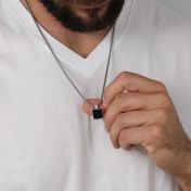Onyx Engraved Necklace for Men - Sterling Silver