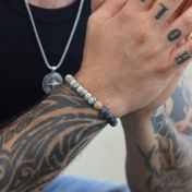 Bracelet Jaspe Picasso avec Prénoms pour Homme [Argent 925]