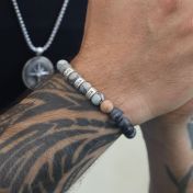 Bracelet Jaspe Picasso avec Prénoms pour Homme [Argent 925]