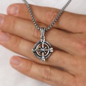 Star Compass Men Name Necklace - Sterling Silver