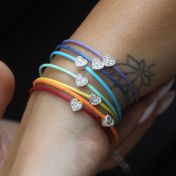 Ties of Heart Crystal Bracelet - Green Cord [Sterling Silver]