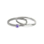 Bague Carina Martelée. Petite Pierre Ronde [Argent 925]