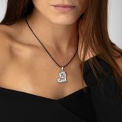 Collier Carte Liens du Cœur - Argent 925 / Cordon Noir