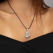 Collier Carte Liens du Cœur - Argent 925 / Cordon Noir
