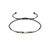 A Mother's Love Diamond Bracelet - Black String [Black & White Diamonds / 14 Karat Gold] - 1 Large Black Diamond + 1 Small White Diamond