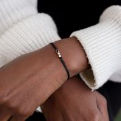 A Mother's Love Diamond Bracelet - Black String [Black & White Diamonds / 14 Karat Gold] - 1 Large Black Diamond + 1 Small White Diamond