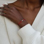 A Mother's Love Diamond Bracelet - Red String [Topaz & White Diamonds / 14 Karat Gold] - 1 Large Topaz + 4 Small Diamonds